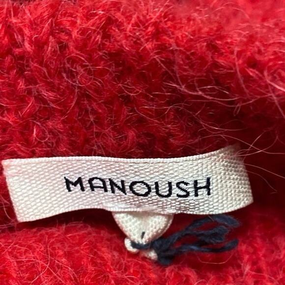 Manoush Women's Red Wool Cable Knit Long Sleeve Crew Neck Sweater Top Size S - Picture 3 of 4